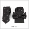 Moda Casual para Hombre Estilo Coreano Calavera Corbata de Vestir Corbata Pañuelo de Bolsillo Set de Tres Piezas Corbata Personalizada Punto