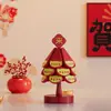 Árbol de Navidad Estilo Chino de Año Nuevo Esterilla Aislante Térmico Decoración de Escritorio de Madera Maciza Posavasos Festivo Base para Ollas Árbol de la Fortuna