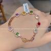 Pulsera de Zirconia de Colores Dopamina de Moda para Mujer, Diseño de Nicho de Lujo Ligero, Pulsera Versátil de Gama Alta para Mujer