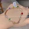 Doce Brilhante Diamante Colorido Dopamina Doce Quadrado Cristal Pulseira Luz de Luxo Nicho Exquisito Novo Versátil Joia