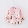 Baberos de Manga Larga para Niñas de Otoño e Invierno con Tirantes en la Espalda, Baberos para Comer para Bebé, Vestido de Princesa Rosa para Bebé