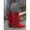 Botas de Moda de Tacón Grueso Estilo Nuevo 2026, Botas de Montar Estilo Perezoso Retro, Botas Apiladas de Plisado Versátiles, Botas de Punta Fashion para Mujer