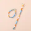 Llavero con anilla y correa de color macarrón en bloques, correa corta tejida fresca para teléfono, accesorio DIY, disponible para dropshipping