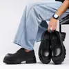 Sapatos Oxford Masculinos de Solado Grosso Aumentadores de Altura Grandes de Couro Pretos de Alta Qualidade para Casamento Noivo Sapatos Formais Britânicos Masculinos