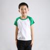 Nueva camiseta de manga corta de algodón con hombros descubiertos y estampado de colores a juego para niños, para jardín de infantes, escuela primaria, para estudiantes, con logotipo personalizado