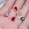 Colar Brincos Pingente DIY Feito à Mão Pingente Colorido Acessórios de Cobre Zircônia Microincrustada Três Garras Gotas d'Água Pingente Único Material