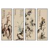 Pintura Decorativa Cuádruple de Ciruela, Orquídea, Bambú y Crisantemo Nuevo Estilo Chino Sala de Estar Estudio Paisaje Zen Mural de Pared de Fondo para Sala de Té