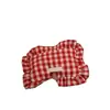2026 Nuevo Estilo Bolso Cruzado Rojo a Cuadros con Volantes, Bolso Almohada Acolchado, Bolso de Hombro, Bolso Pequeño de Poliéster-Algodón para Teléfono de Viaje