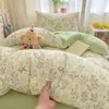 Juego de Tres Piezas de Gasa de Doble Capa para Cama de Dormitorio Estudiantil Sábana Funda de Edredón Individual para Cama de Dormitorio de Verano