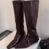 2026 Botas de Cano Longo Dobráveis Tendência Estilosa Outono/Inverno Novas com Bico Quadrado Aumento de Altura e Zíper nas Costas, Corte Alto Acima do Joelho para Mulheres