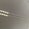 Collar de Cadena para Clavícula de Perlas de Alambre Dopamina Tejido a Mano de Intervalo de Tamaño Casi Redondo Color Blanco Crudo Europeo y Americano Venta al por Mayor