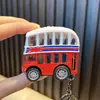 Chaveiro Modelo de Carro de Liga com Puxar para Trás Ônibus Turístico Brinquedo Chaveiro de Ônibus de Passageiros Pingente de Mochila