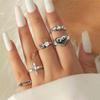 Tendência Vintage Personalizado Black Drop Oil Love Dice Ring Conjunto de Cinco Peças ins Internet Celebrity Fashion Ring Trendy