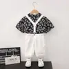 Camisa de Manga Corta y Peto para Niños de Verano Traje Infantil Estilo Hong Kong Ropa Formal Atuendo para Evento del Día del Niño