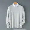 Otoño e Invierno Nuevo Suéter de Punto Versátil Holgado de Lana con Cuello Redondo para Hombre, Suéter Casual de Color Sólido, Ropa Exterior Cálida, Capa Base