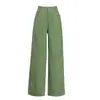 Calças de Linho 100% Wide Leg para Mulheres, Calças Retas Finas de Algodão-Linho para Verão, Calças Soltas Emagrecedoras, Calças Femininas de Alta Qualidade Estilo Old Money