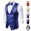 Chaleco para hombre Lentejuelas Abrigo de Vestir para Actuación Club Nocturno Anfitrión para Hombre MC Estudio Chaleco MJ30