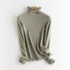 Suéter de capa base de lana auto-calentable con cuello alto apilado, suéter liso simple, nuevo top ajustado adelgazante de otoño e invierno