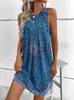 Vestido Estampado Sem Mangas Estilo Étnico Confortável Casual de Gola Redonda Cruzado para Primavera/Verão 2026 Amazon Europeu e Americano