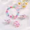 Nuevo Dibujo Animado Resina Acrílica Pulsera Anillo Clip para la Oreja Joyería para Niña Aretes de Princesa Joyería Set de Cuatro Piezas