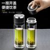 Taza Individual, Apertura con un Clic, Taza Termo de Vidrio de Borosilicato Alto de Doble Capa, Vaso de Agua de Negocios Simple, Tapa de Vaso Antiescaldante, Envío Directo de una Pieza