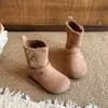 Botas Birkenstock Forradas com Fleece para Meninas Outono/Inverno 2026 Novo Estilo Duas Formas de Usar Botas Curtas de Dois Algodões Botas Martin Fofas para Bebês Meninas