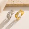 Anel de Zircônia de Camada Dupla Estilo Japonês e Coreano Feminino Design Simples Senso de Moda Personalidade Moderna Sensação de Alta Qualidade Anel de Abertura para o Dedo Indicador Joia