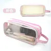 Estojo de Lápis de Malha Transparente de Camada Dupla, Estojo de Lápis Simples Multicamadas Portátil, Bolsa de Armazenamento de Material Escolar de Grande Capacidade Específica para Provas de Estudantes