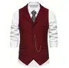 Chaleco casual de traje para hombre de comercio exterior de primavera, chaleco vintage con solapa y cadena para hombre talla europea