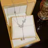 Estilo Doce Cool Exquisito de Luxo Leve Borboleta Franja Corrente de Clavícula Joia Feminina Versátil de Alta Qualidade Elegante Pérola Titânio Aço Colar