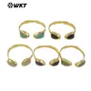 Wt-B713 Nuevo Más Vendido Amazonita, Amatista, Cristal Rosa, Piedra Multicolor en Forma de Corazón, Pulsera Fina Abierta de Latón para Mujer
