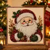 Kit DIY de Pintura de Natal com Pérolas 5D Papai Noel Rena com Borda Impressa Pintura Diamante Artesanal Decoração de Casa