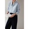 Camisa Roxa de Temperamento Sofisticado Estilo Coreano de Manga Comprida para Mulheres no Outono Nova Camisa Branca Retrô Francesa para Usar por Cima para Parecer Magra