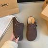 Chinelos Meia-Calça Fechados com Fivela para Mulheres 2025 Nova Primavera para Exterior Slip-On Casuais com Solado Grosso Estilo Birkenstock para Mulheres