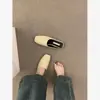 Zapatillas de Mediocama Tejidas Retro de Punta Cerrada para Mujer, Sandalias Mocasín Planas Cuadradas para Exterior de Verano