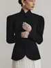 Otoño e Invierno Elegante Chaqueta de Commuter con Mangas Abullonadas Estilo Pequeño Fragancia para Mujer Traje Pequeño Negro Retro Elegante Francés con Cuello Alto