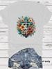 Estación Independiente Transfronteriza Verano Europa y América fe Cruz Flor Crewneck Suéter Manga Corta ebay Camiseta para Mujer