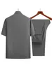 Conjunto de Camisa de Manga Corta Fina de Seda Helada de Verano para Personas de Mediana Edad y Mayores, Conjunto de Camisa de Manga Corta Holgada tipo Papá