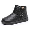 Botas de nieve de algodón para mujer, de invierno 2024, con superficie de cuero, impermeables y resistentes al frío, botines planos antideslizantes y gruesos con forro polar para madres.