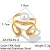 Anillo de Acero Inoxidable Transfronterizo Perla de Imitación Hueco Geométrico Abierto Anillo de Joyería de Acero de Titanio de Gama Alta No Se Desvanece