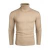 Amazon Transfronterizo Otoño/Invierno Suéter de Cuello Alto de Rayas Verticales para Hombre Suéter de Punto Base Cálido Ajustado Europeo y Americano para Hombre