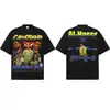 2026 Verano Nuevo Modelo C Ronaldo Algodón Puro Manga Corta Hombre Estilo Retro Americano Transfronterizo Cuello Redondo Hombro Caído Holgado Transpirable Camiseta para Hombre