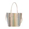 Bolso cubo tejido de paja de nicho al por mayor para mujer, nuevo estilo verano 2026, con bloques de color, bolso de hombro de lujo ligero, bolso cruzado versátil