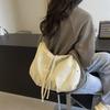 Bolso de tela informal sencillo de estilo japonés para mujer, de gran capacidad, de color liso, combinable con todo, ligero, bandolera plisada de estilo coreano a la moda.