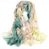 Cachecol de Lã Pintado à Mão, Dupla Utilização como Xale para Proteção contra o Frio, Gola Térmica Feminina para Outono e Inverno, Design Personalizado Pintado à Mão com Plantas e Flores Artesanais