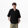 Estilo Old Money Camiseta Masculina de Manga Curta com Gola Henrique Verão 2025 Nova High-End Textura Solta Gola V Versátil Manga Média