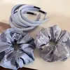Anillo para el Cabello de Rayas Azules Simple Estilo Coreano Aro para el Cabello Estilo Universitario para Mujer Todo Fósforo Cuerda para la Cabeza de Cola de Caballo de Niña Banda de Goma con Cabeza de Bola