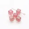 Cuentas cúbicas de cuarzo rutilado dorado natural, cuentas lisas de cristal dorado para pulseras y joyería DIY al por mayor