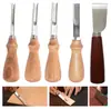 Herramientas de Cuero Premium Raspador Ancho Estilo Francés Raspador para Adelgazamiento y Moldeado DIY de Cuero Hecho a Mano Mango de Madera de Haya Cortador de Bordes Transfronterizo