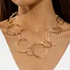 Colar Minimalista Inspirado em Design Transfronteiriço Personalizado, Colar Exagerado com Emenda de Corrente Geométrica Metálica Vintage